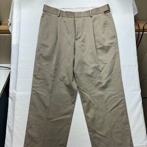 Haggar Men Khaki Pants 34x29 Khaki Premium No Iron Khaki Straight Fit Stretch